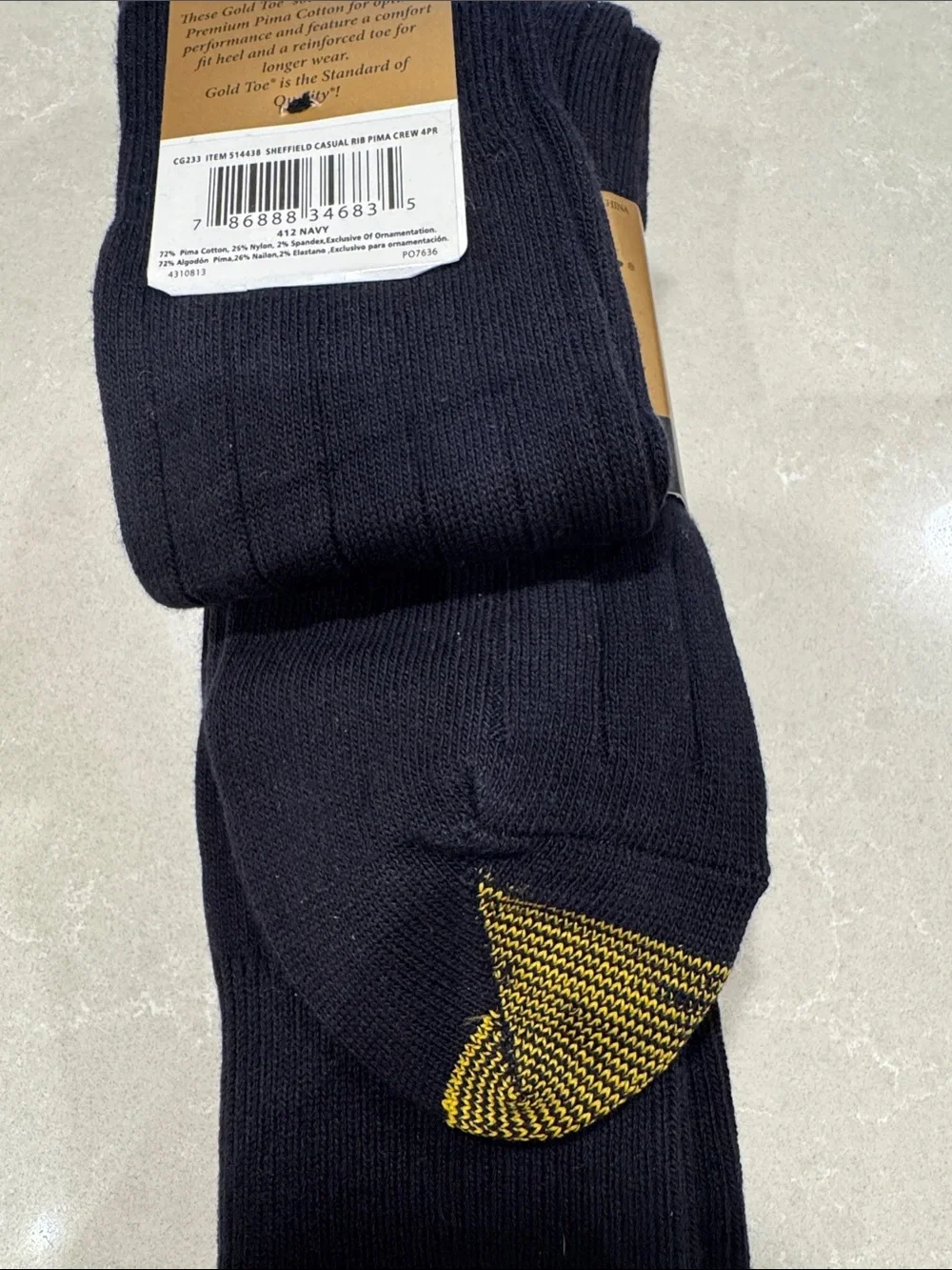 Gold Toe Sheffield Men's Navy Ribbed Dress Socks - 4 Pack